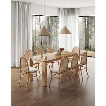Manhattan Comfort 9-Piece Rockaway 70.86 Dining Set in Nature with 8 Paragon 1.0 Dining Chairs 8-DT02DCCA05-OM